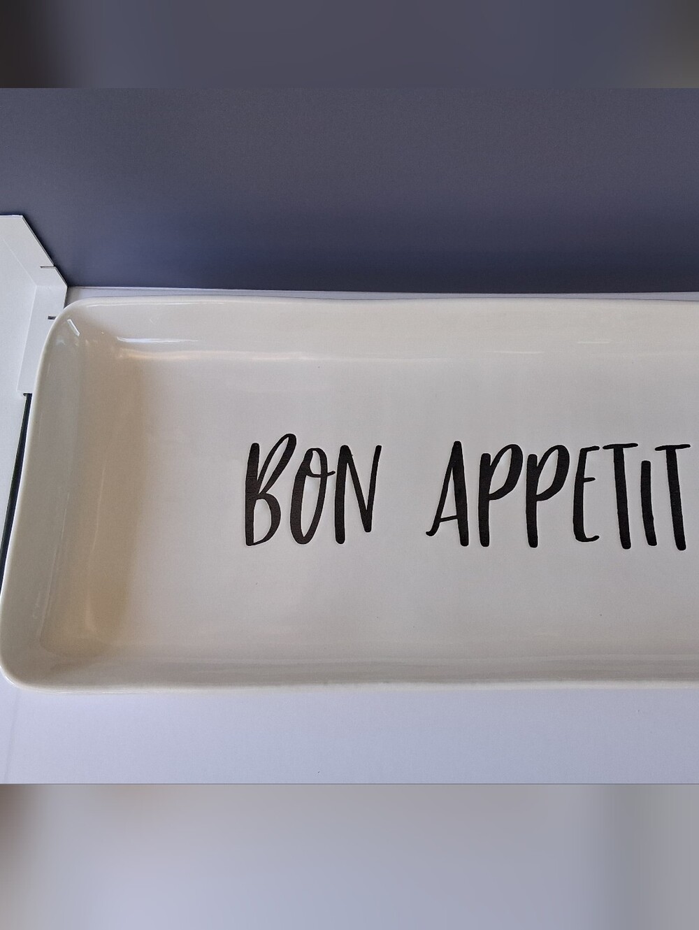White Ceramic 'Bon Appetit' Serving Platter